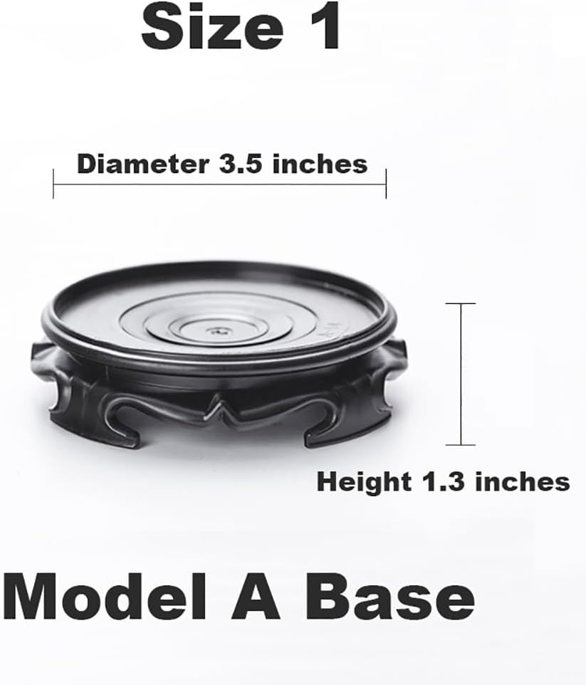 GOLDY&WENDY Round Vase Display Stand 3.5 Inch Black Imitation Wood Style Base Handmade Resin