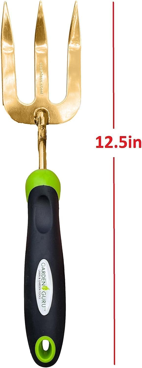Garden Guru Titanium Hand Weeder Fork Tool – Rust Resistant – Ergonomic Handle – Great for