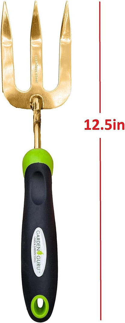 Garden Guru Titanium Hand Weeder Fork Tool – Rust Resistant – Ergonomic Handle – Great for