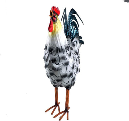 15” Rooster Statue Chicken Sculpture Garden Decoration Metal Yard Art for Yard Outdoor Decoration