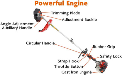 10 in 1 Garden Hedge Trimmer Combo, 52CC 2-Stroke Multi-Functional Garden Trimming Tool Gas Powered