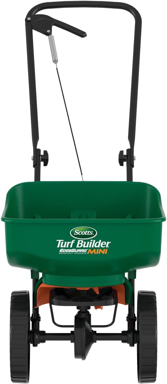 Scotts Turf Builder EdgeGuard Mini Broadcast Spreader for Seed, Weed and Feed, Fertilizer, Salt