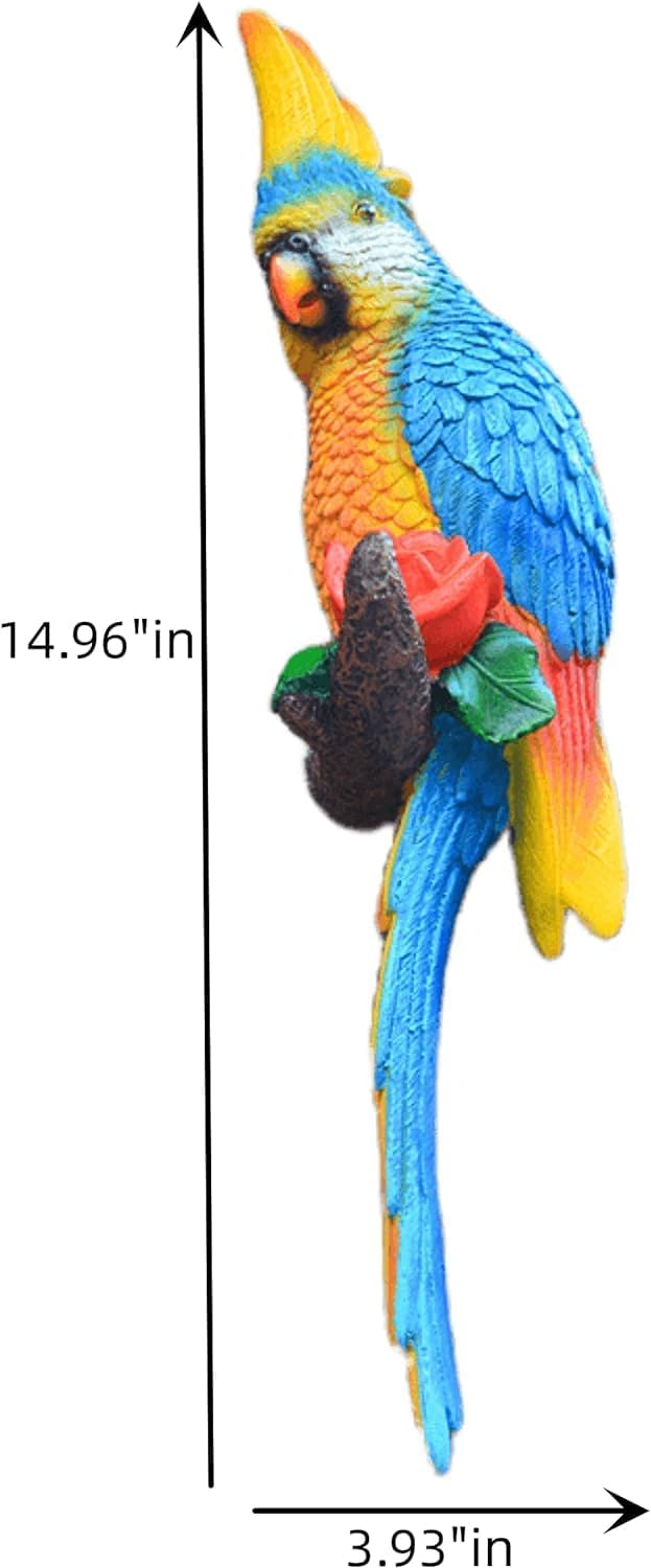 Teaeeno Resin Wall Bird Statue Decor,Real Parrot Sculpture Home Decor,Outdoor Indoor Figurine