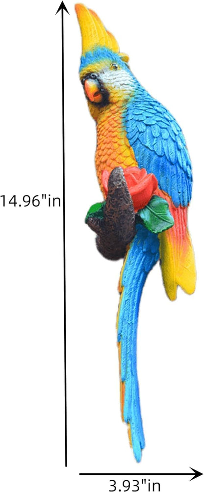 Teaeeno Resin Wall Bird Statue Decor,Real Parrot Sculpture Home Decor,Outdoor Indoor Figurine