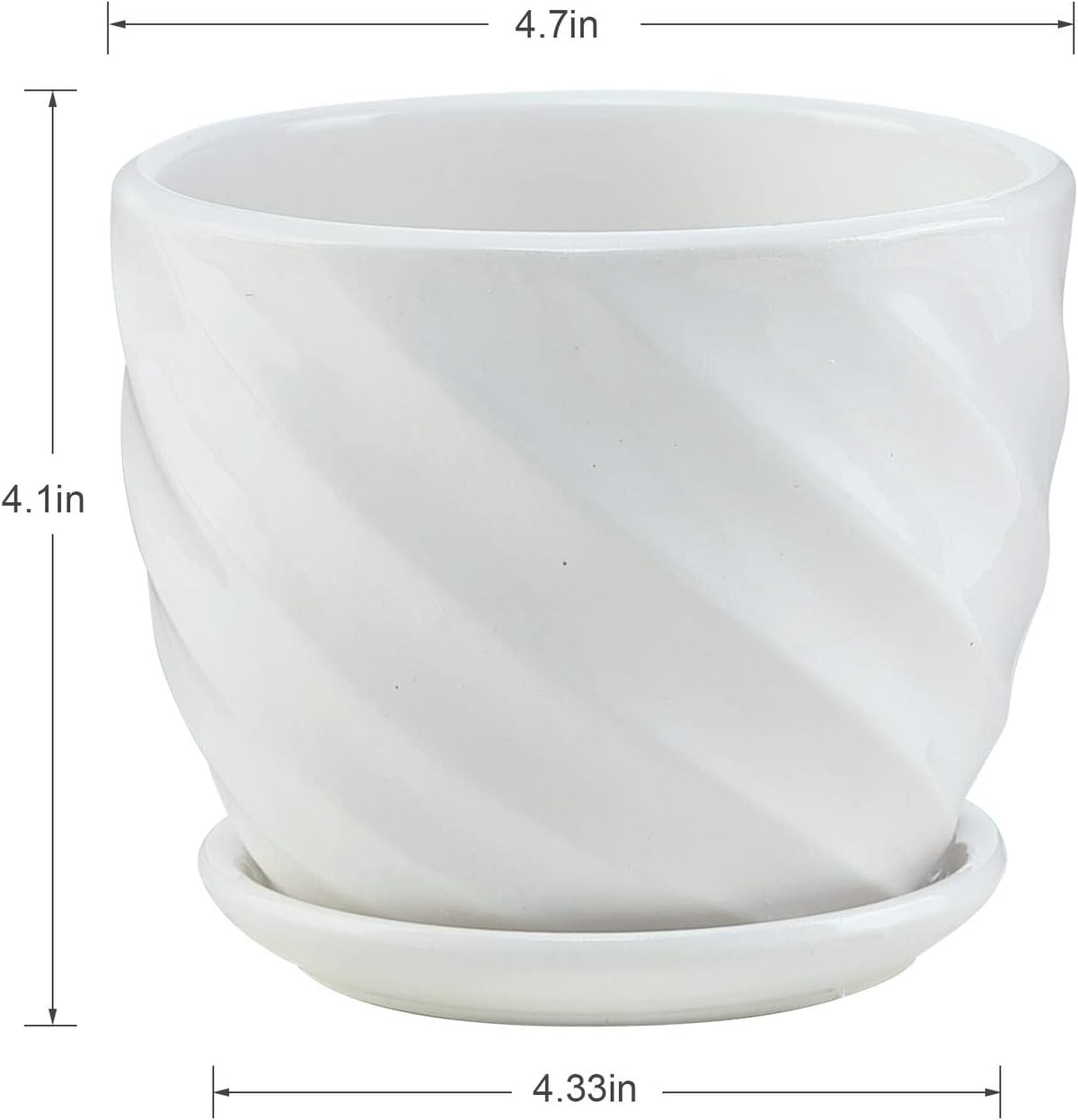 Plant Pots - 4.7 Inch Cylinder Ceramic Planters with Connected Saucer, Pots for Succuelnt and