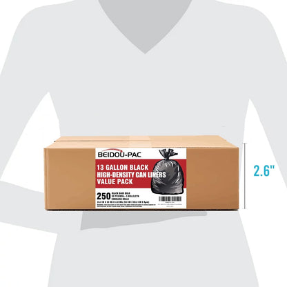 13 Gallon Trash Bags, 250 Count Black Tall Kitchen Garbage bags, Multi-purpose Trash Can Bin Liners