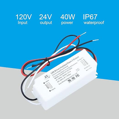 UL Recognized 24V LED Driver Dimmable, 120V to 24 Volt Transformer Triac Dimming Power Supply IP67