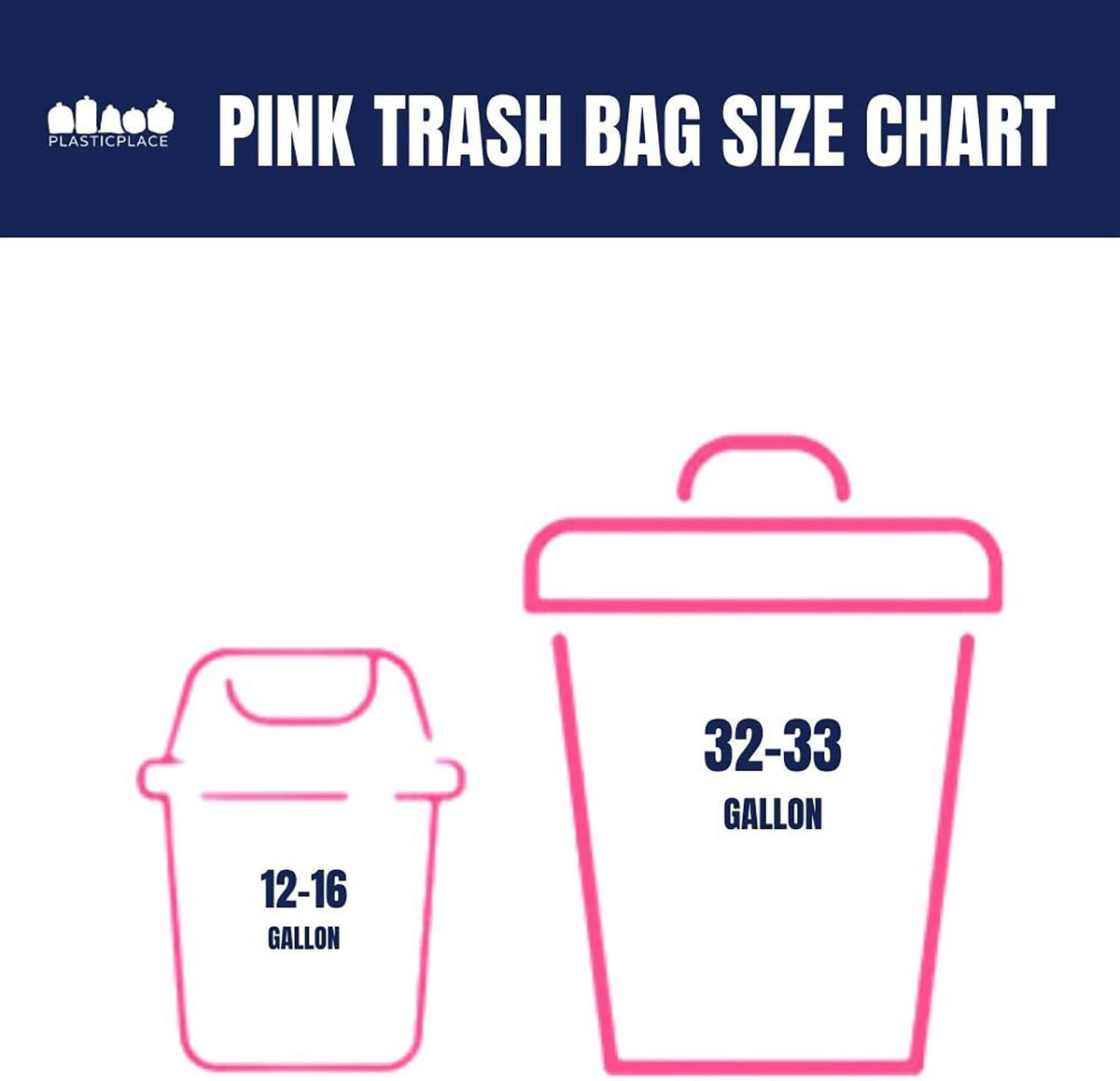 Plasticplace 32-33 Gallon Trash Bags │ 1.5 Mil │ Pink Garbage Can Liners │ 33’” x 39” (100 Count)