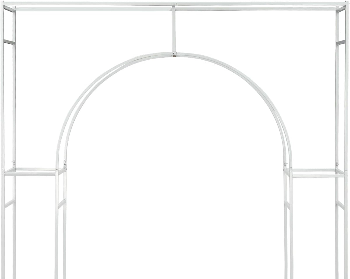 Wedding Arch Backdrop Stand, White Double Square Arch Backdrop Stand for Ceremony, 7.87ft Tall