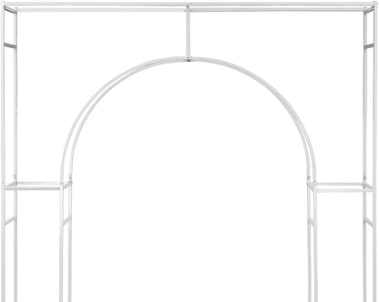 Wedding Arch Backdrop Stand, White Double Square Arch Backdrop Stand for Ceremony, 7.87ft Tall