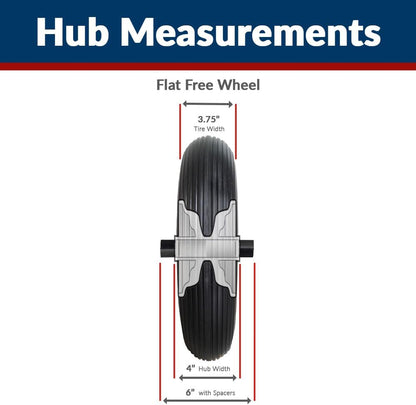 16" Flat Free Wheelbarrow Tire | Replacement Wheel for Wheelbarrow, Trailer, Wagon | Durable Wheel