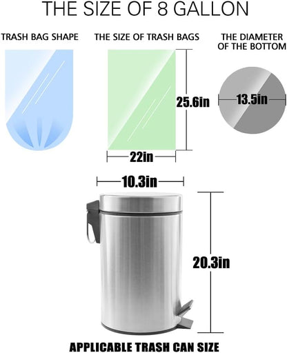 8 Gallon 330 Counts Strong Trash Bags Garbage Bags by Teivio, Bathroom Trash Can Bin Liners