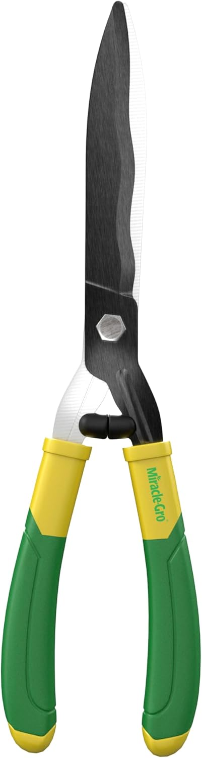 Miracle-Gro 18 in. Wavy Blade Hedge Shears – Lawn and Yard Tool with Sharp Carbon Steel Blades for