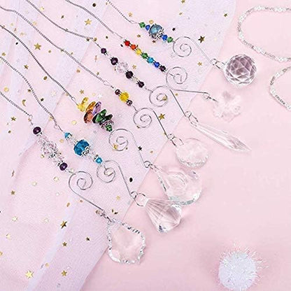 H&D HYALINE & DORA Set 7 Crystal Rainbow Suncatcher Glass Bead Chain Fengshui Hanging Pendant for