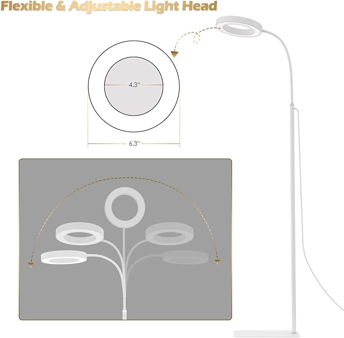 GLOWRIUM Grow Lights for Indoor Plants, 20W Full Spectrum LED Grow Light Floor Lamp with Stand