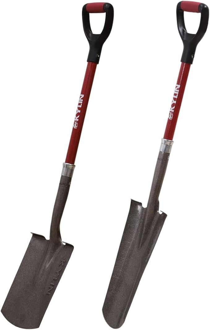 KYLIN 14-Gauge Heavy Duty Shovels Set,2-Piece Fiberglass D-Handle Spade,16” Drain Landscping