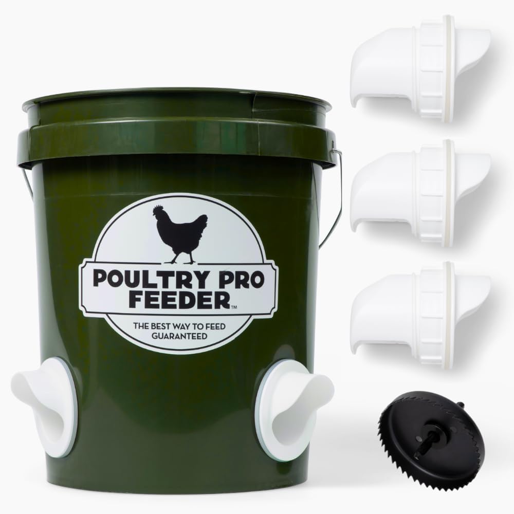 The Original Poultry Pro DIY Chicken Feeder | 3 Ports Poultry Feeders for Chicken Coop | Use for