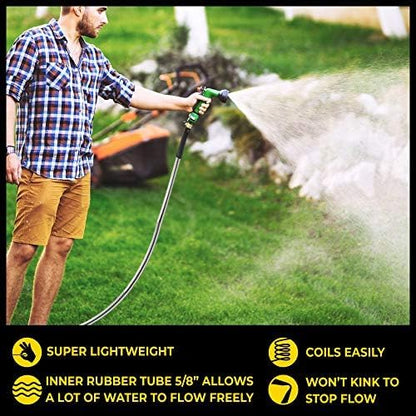 BIONIC STEEL PRO Metal Garden Hose 50 Ft with Nozzle, 304 Stainless Steel Water Hose, 50 Ft Garden