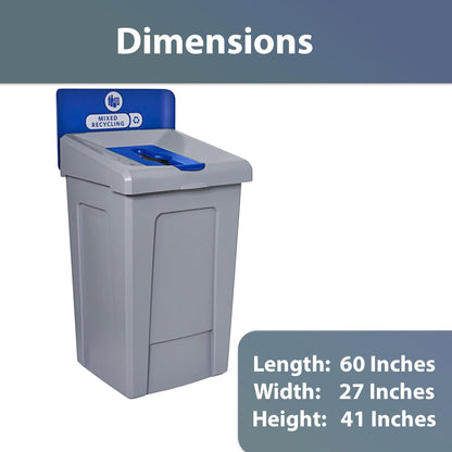 Stager Direct, 33 Gallon Mixed Recycling Station with Lid, Recycle Bin, Exterior Trash Can