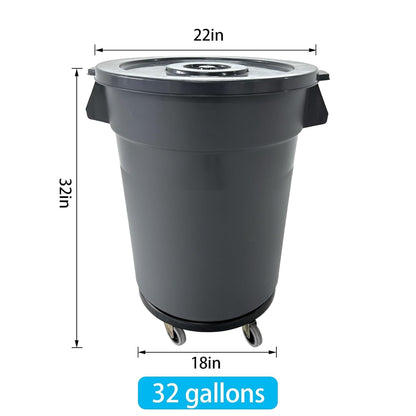 32 Gallon Outdoor Trash Can, Outdoor Trash Can with Lid and Wheels, Commercial Trash Cans Suitable