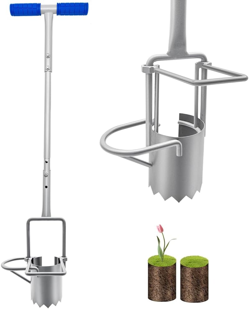Updated Bulb Planter Long Handle for Digging, 5-in-1 Lawn and Garden Tool,sod Plugger