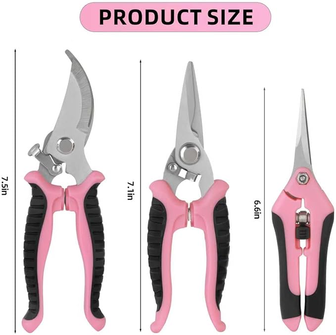 Pruning Shears Garden Scissors Tools: 4pcs Stainless Steel Gardening Clippers for Tree Pole, Hedge