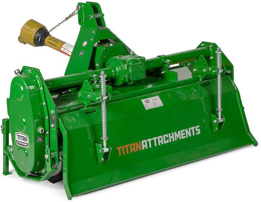 Titan Attachments 3 Point 48" Rotary Tiller Attachment, Fits Cat 1 Tractors, Green Finish, PTO