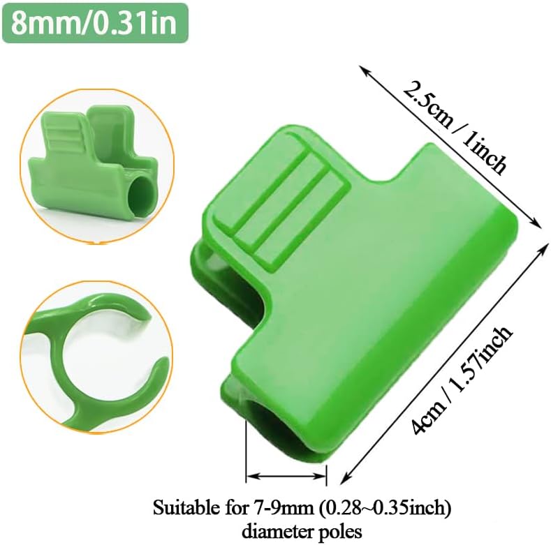 30pcs 8mm Greenhouse Clamps Hoops for 7-9mm PVC Pipe Tubes, Windproof Set Green-house Film Clamp