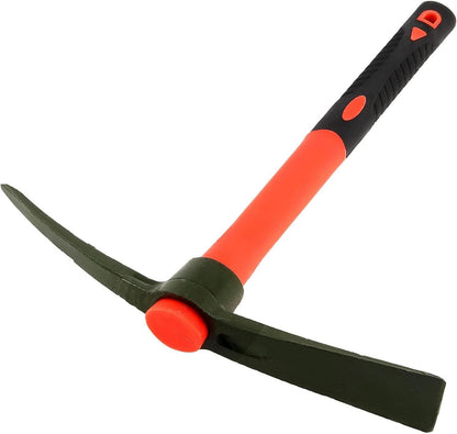 15 Inch Pick Mattock Hoe, Forged Steel Weeding Pick Axe with Fiberglass Long Handle Garden Tool for