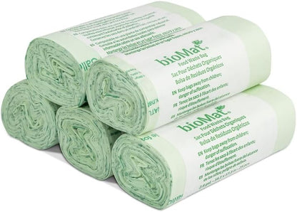 bioMat 2.6 Gallon Compostable Trash Bags with Handle Ties, 150 Count, Compost Bags for Garbage