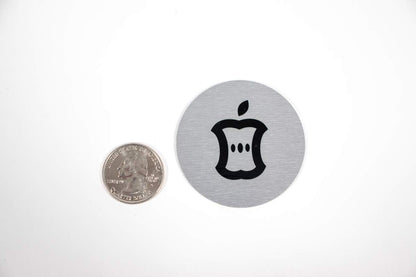 Metal Compost Sign | 2” Round, Compost Bin Label for Waste Basket | Brushed Silver Aluminum with