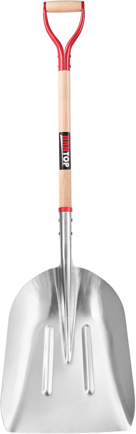 Aluminum Snow Scoop Shovel Wide Grain Shovels with Lightweight Large Capacity Head and Oak Wooden