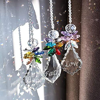H&D HYALINE & DORA Glass Crystal Rainbow Angel Ornament Chakra Hanging Suncatcher Window Sun