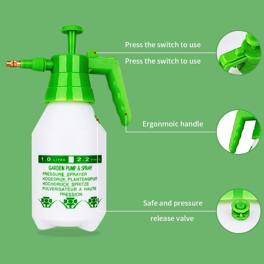 Garden Pump Sprayer,68oz/34oz Hand-held Pressure Sprayer Bottle for Lawn with Safety