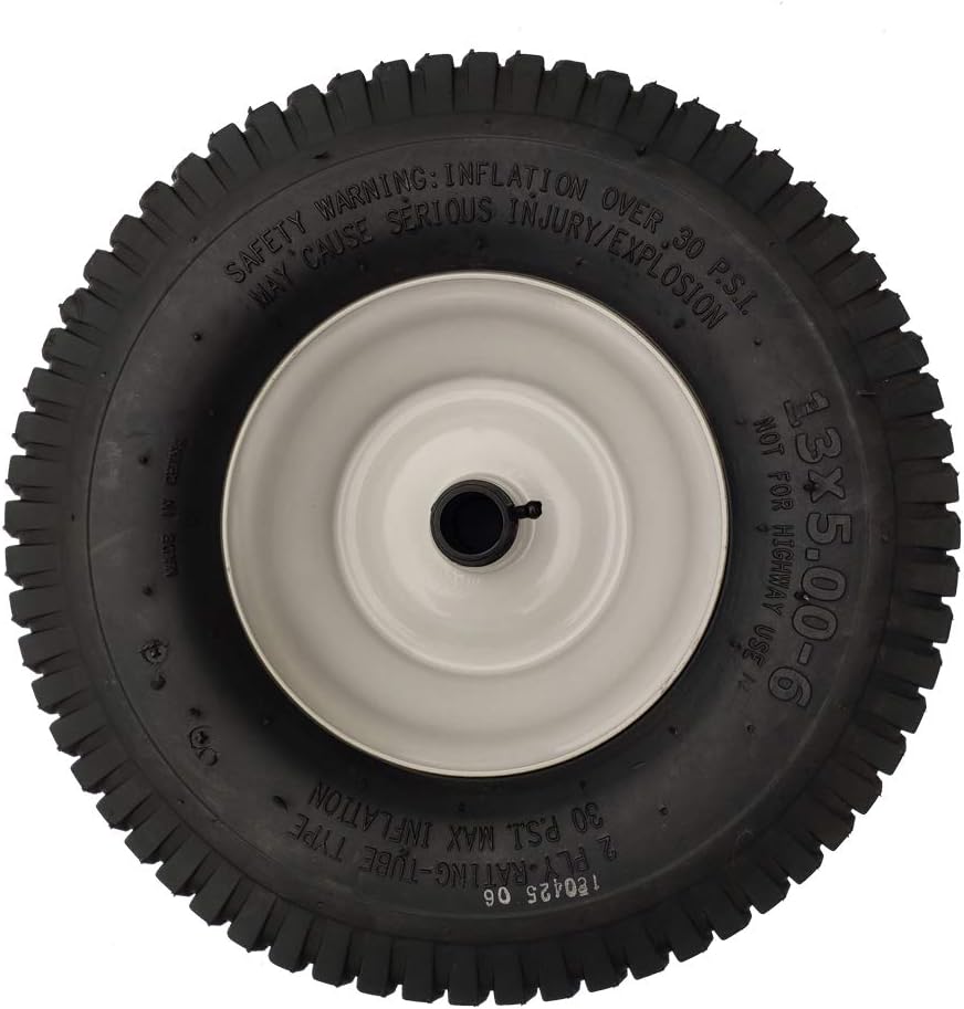 2 Pack 13x5.00-6 Lawn Tractor Pneumatic wheel,Wheelbarrow tire Turf Tread,3.13" hub length with