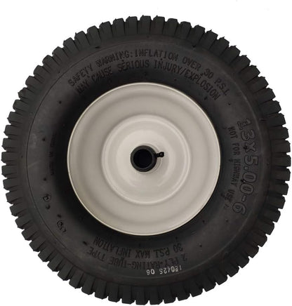 2 Pack 13x5.00-6 Lawn Tractor Pneumatic wheel,Wheelbarrow tire Turf Tread,3.13" hub length with