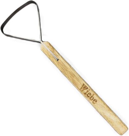 Wiebe Pelt Scraper, Dual-Edge Forged Steel Fleshing Tool with Wood Handle – Precision Hide Scraper