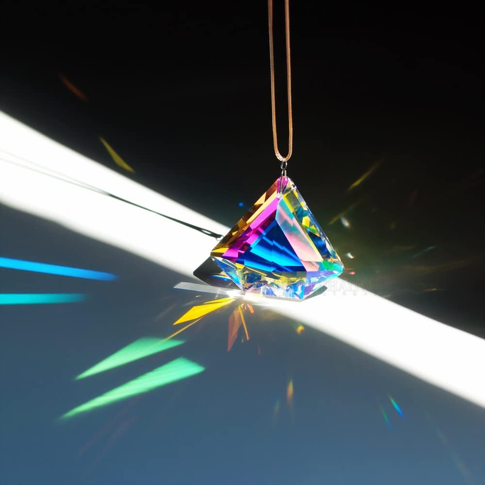2PCS Clear Diamond Crystal Sun Catcher Prisms, STINO Hanging Suncatchers with Glass Prism, Rainbow