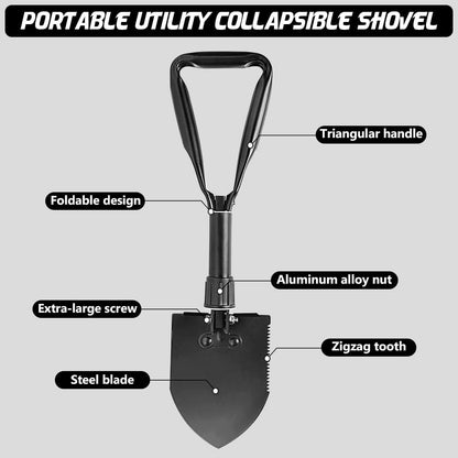 Camping Shovel, 18.5'' Lightweight Digging Shovel Portable Ergonomic High Carbon Steel Folding