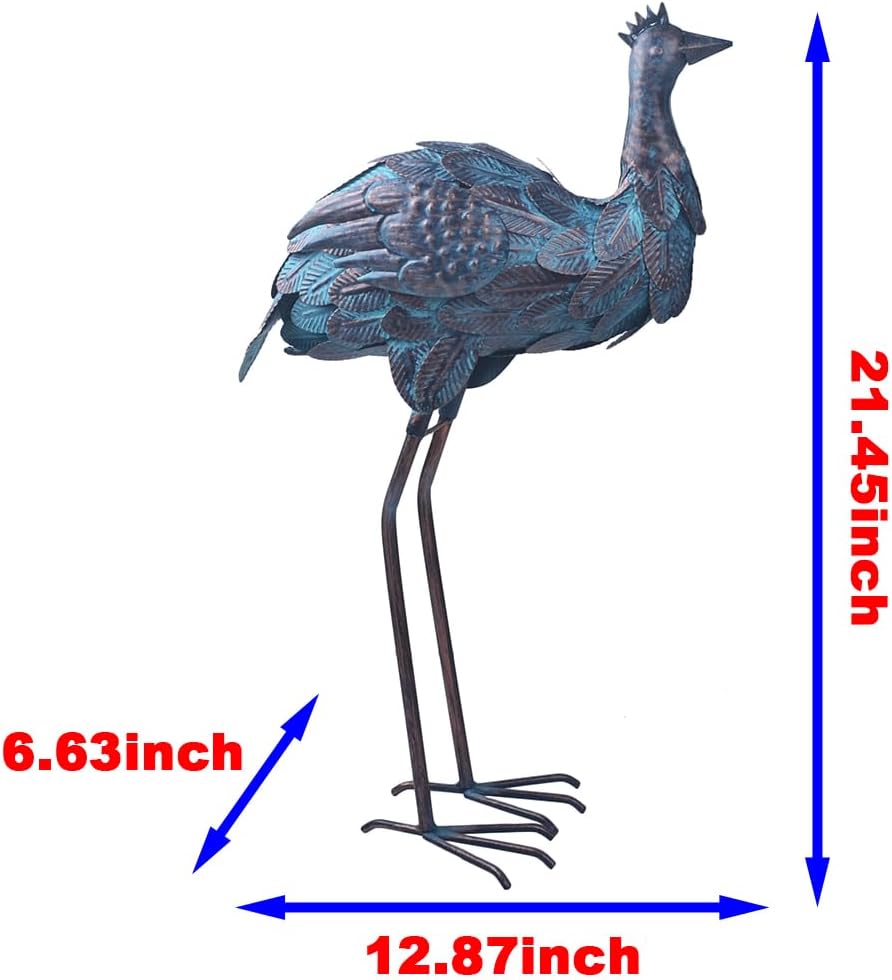 Ostrich Statue Metal Retro Style Ostrich Sculpture Garden Decoration Metal Yard Art for Patio Lawn