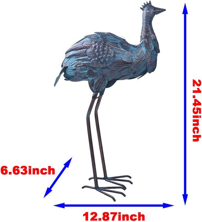 Ostrich Statue Metal Retro Style Ostrich Sculpture Garden Decoration Metal Yard Art for Patio Lawn
