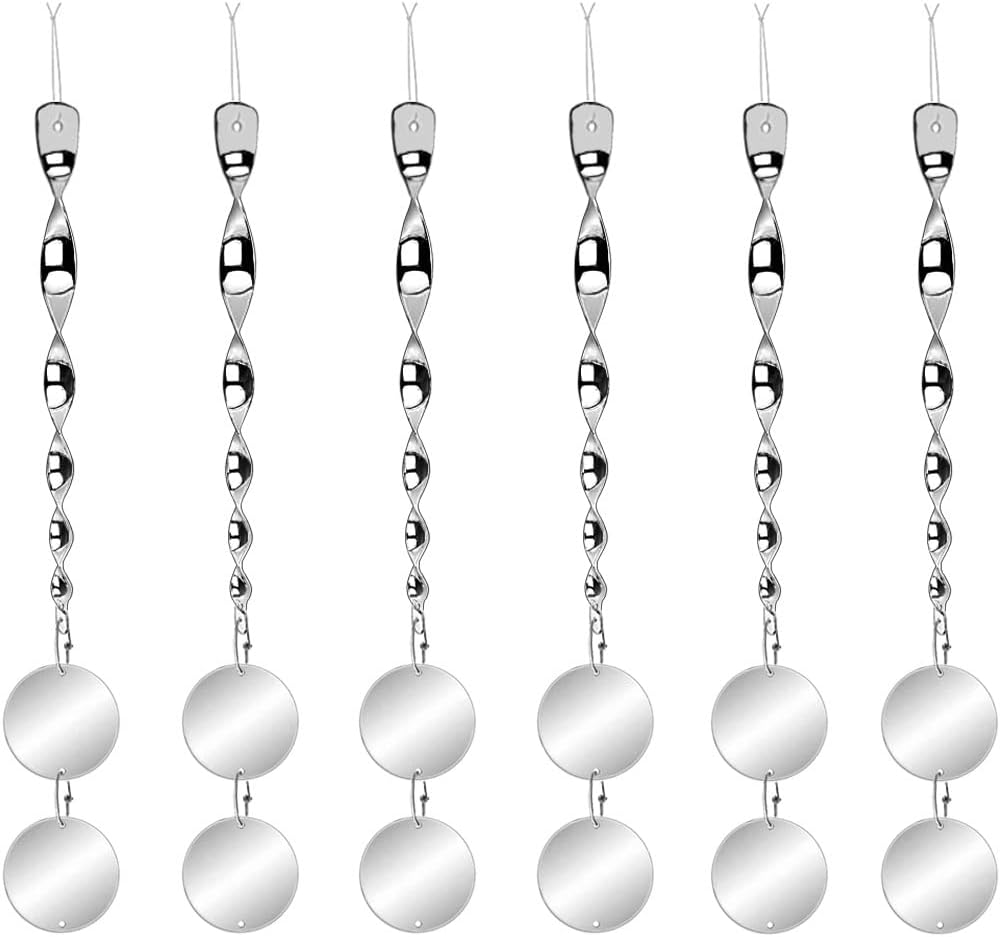 Bird Scare Rods with Reflective Discs Reflectors - Bird Spinner Scare Device of Twisting Rods and