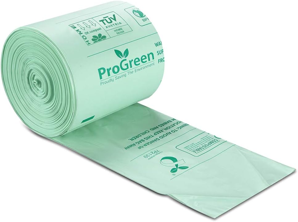 ProGreen Compostable Trash Bags, Extra Thick, Compost Kitchen Bin Bags, Food Scraps Yard Waste
