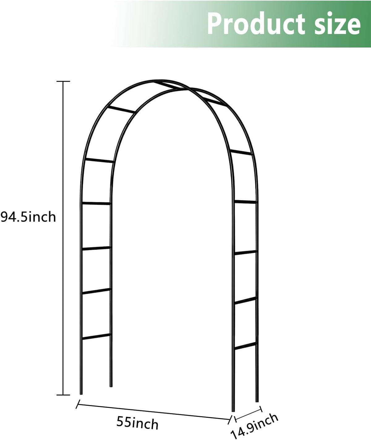 Green Iron Pergola Arbor Practical, 7.9 Feet High x 4.6 Feet Wide, Assemble Easily for Various