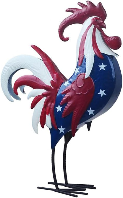 Rooster Statue Creative Chicken Animal Sculpture Garden Decoration Metal Yard Art for Patio Lawn