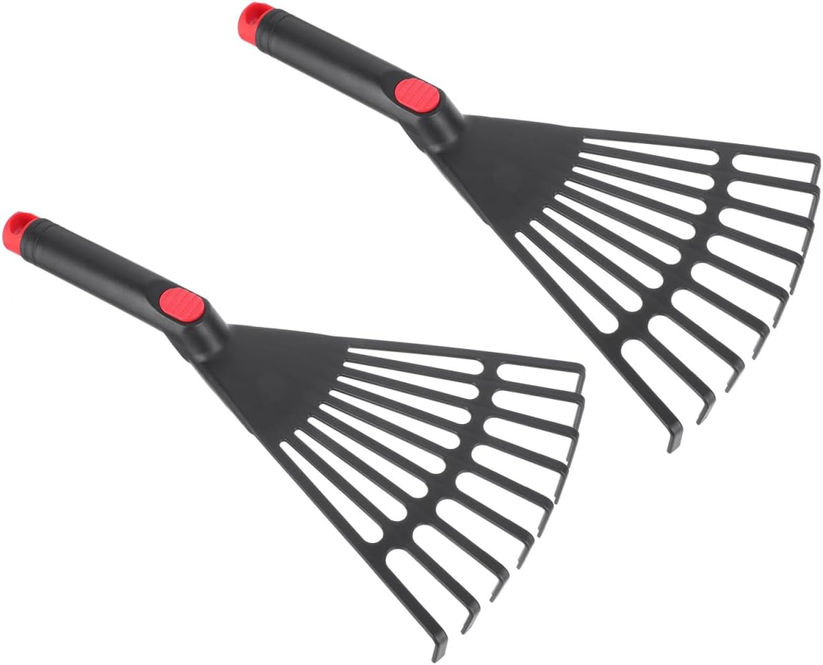 BESPORTBLE 2-Pack Small Hand Rakes - Lightweight Plastic Garden Rakes for Raised Garden Bed