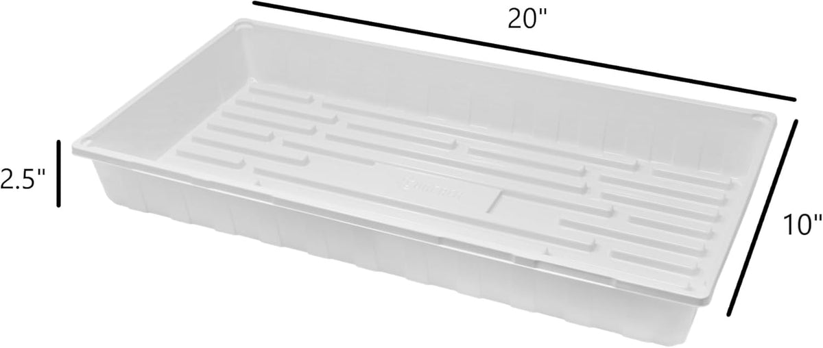 SUNPACK 10" x 20" Plastic Seed Starting Tray, White, 2.5" - No Drainage Holes, Perfect for