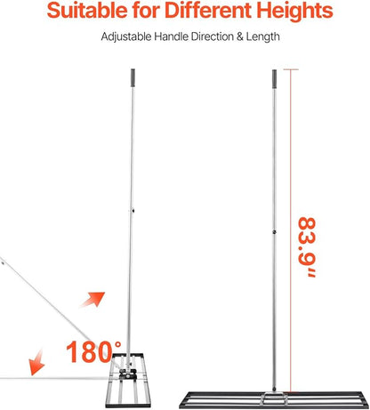VEVOR Lawn Leveling Rake, Lawn Leveler with 83.9 in Handle, 48x10 in Ground Plate, Rust-Resistant