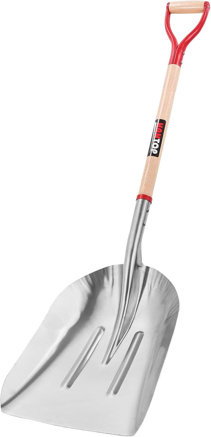 Aluminum Snow Scoop Shovel Wide Grain Shovels with Lightweight Large Capacity Head and Oak Wooden