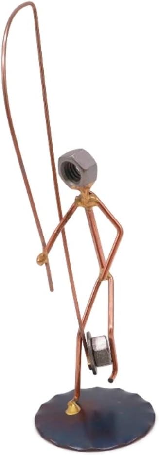 Hooked Hat Fisherman Collectible Handmade Metal Art Figurine, Desk Accessories, Trophy, Boss Gift